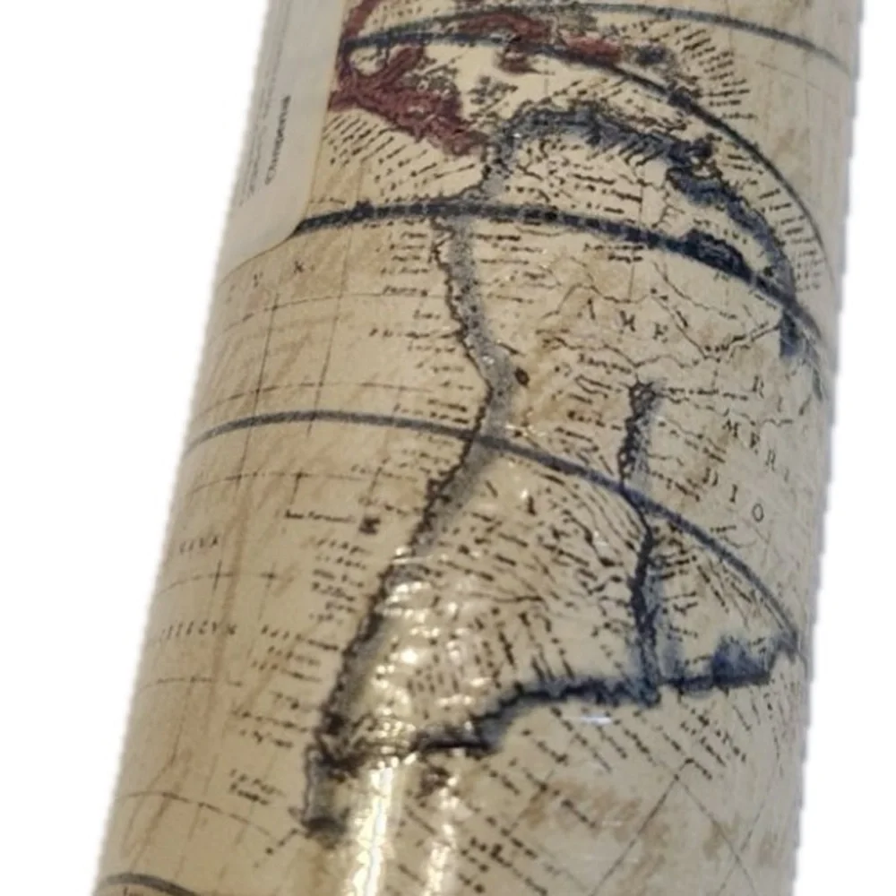 Vtg Imperial Border Map Wallpaper Cursive Old World Compass Office 45 Sq Ft NOS